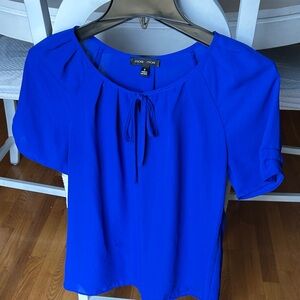 Moa Moa Vibrant Blue Blouse with Tie Accent